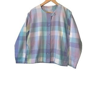 Vintage button up watercolor top size L